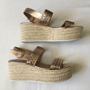 Bronze Platform Woven Espadrille Sandals